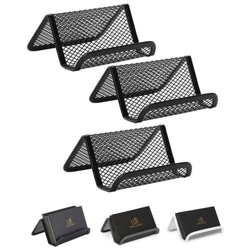 Mr. Pen- Metal Mesh , 3 Pack, Black, Card Holder for Desk Business Cards, Desk Card Holder, Business Card Stand, Business Card Display, Card Holder for Office