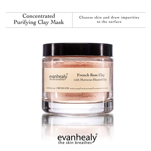 evanhealy French Rose Clay Face Mask | Exfoliating for Sensitive Skin Face Mask | Pore Minimizer Pink Clay Mask | Cleansing Rhassoul Clay