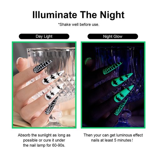 RARJSM Glow in the Dark Gel Nail Polish White Glow in Dark Effect Gel Polish Luminous Gel Nail Polish Soak off U V/LED Cured Required Nail Art Manicure 1PCS 15ml for Salon DIY at Home for Women Girls