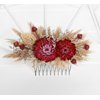 Generic Natural dried flowers ivory hair comb, ivory cream dried flowers rustic hair piece (hot pink)