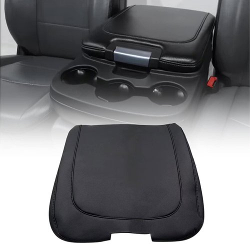 SecosAutoparts Center Console Lid Armrest Jump Seat Cover Leather Black Compatible with Dodge Ram 1500 2500 2013 2014 2015 2016 2017 2018 (Leather Part Only) Wear Resistant