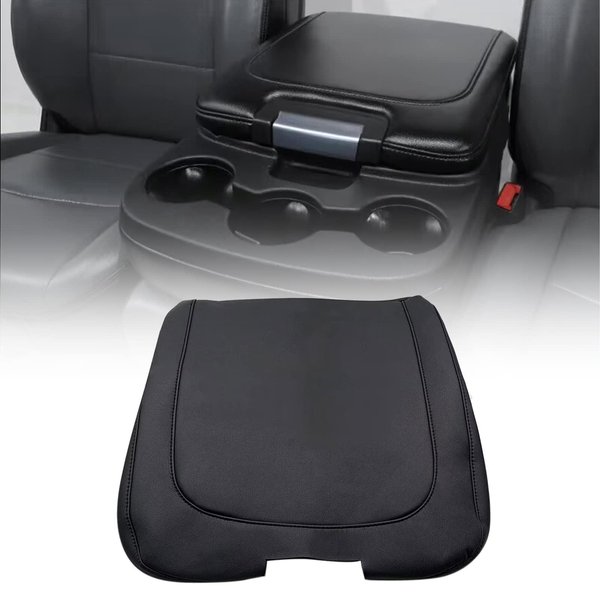 SecosAutoparts Center Console Lid Armrest Jump Seat Cover Leather Black Compatible with Dodge Ram 1500 2500 2013 2014 2015 2016 2017 2018 (Leather Part Only) Wear Resistant