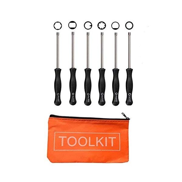 6Pcs Carburetor Adjustment Tool Kit with Case Including 21 Teeth Splined/7 Teeth Splined/Hexagon/Double D/Small Head Single D/Single D for 2 Cycle Carburetor Engine