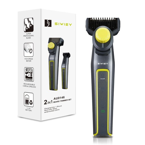 siwiey Beard Trimmer, All-in-One Mens Shaver with Precision Dial, Mustache Trimmer, Grooming Mens Razor, Adjustable Electric Razor, LCD Indicator, 7000RPM