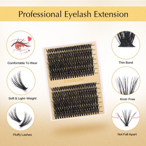 DIY Lash Extension Kit 280pcs Lash Clusters Kit 30D+40D Individual Lashes 10-16mm Lash Clusters Kit Lash Bond and Seal Cluster Lashes Glue Remover Lash Tweezer
