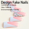 24 Pcs French Tip Press on Nails Long Fake Nails with Glue Shiny Rhinestone Glue on Nails for Women Full Cover False Nails with Design Duck Nails Press ons Artificial Stick on Nails for Daily Wear