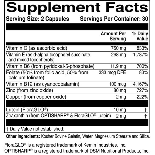 MacularProtect AREDS 2 Formula – Eye Health Vitamin and Mineral Supplement with Lutein, Zeaxanthin, and B Vitamins (B6, B12, and Folate) for Extra Macular Support – 60 Capsules