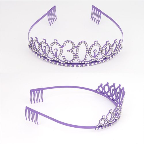 Semato 30th Birthday Sash & Rhinestone Tiara Kit- Purple 30th Birthday Gifts for Her Happy 30th Birthday Party Favors