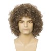 Salaibs Curly Brown Short Wigs for Men Natural Shaggy 80s Rocker Wig Realistic Synthetic Heat Resistant Hair Wig for Daily Party Use
