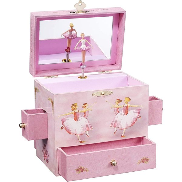 Enchantmints Ballerina Musical Jewelry Box Spins to "Swan Lake" 4 Drawer Treasure Storage