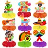HOWAF 9pcs Fiesta Honeycomb Centerpiece, Cinco De Mayo Party Decorations Table Centerpieces, Mexican Theme Party Table Topper for Taco Party Birthday Party Decorations, Mexican Fiesta Paper