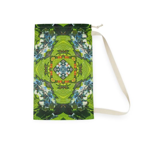 Bohemian Floral Laundry Bag Eco-Friendly Storage Stylish Hamper Travel Organizer 'Natures Crossroads' Art by Mitzisniftis