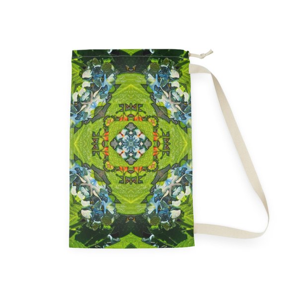 Bohemian Floral Laundry Bag Eco-Friendly Storage Stylish Hamper Travel Organizer 'Natures Crossroads' Art by Mitzisniftis