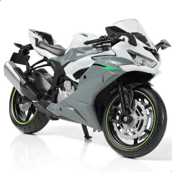 Risopen 1/12 Kawasak Ninja Motorcycle Model Toy Mini Alloy Metal Diecast Motorcycle Model White Motorcycle Model Toy Sport Motorcycle Racing Model Collection Gift for Men Kid Boy (ZX-6R)