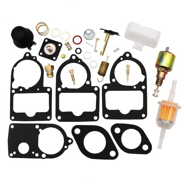 KIPA Carburetor Rebuild kit For VW SOLEX Brosol Bocar 28 30 34 PICT-3 Stock Carburetor Repair, With Float & 12V Cut off Valve Solenoid