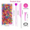 1008 Pcs Hair Beads Kit for Girls and Kids Hair Braids, 500Pcs 9x6mm Glitter Pony Beads, 500Pcs Mini Elastic Rubber Bands, 5Pcs Quick Beaders, 1Pcs Rattail Comb and 2Pcs Duckbill Clips