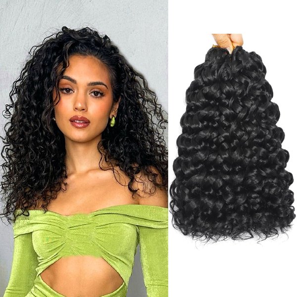 7 Packs Gogo Curl Crochet Hair 12 Inch Short Curly Crochet Hair for Women Water Wave Beach Curl Crochet Hair Curl Braiding Hair Deep Twist Crochet Braids Synthetic Braiding Hair (12 Inch, 1B)