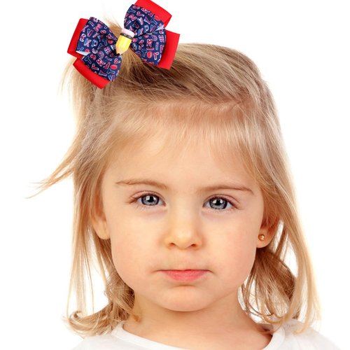 Pencil Bow Hair Clips Back to School Cheer Hair Bows Handmade Hair Pins Apple Hair Bows Clips for Girls Hair Bow Barrette Grosgrain Ribbon Alligator Hairgrips for First Day of School 2PCS