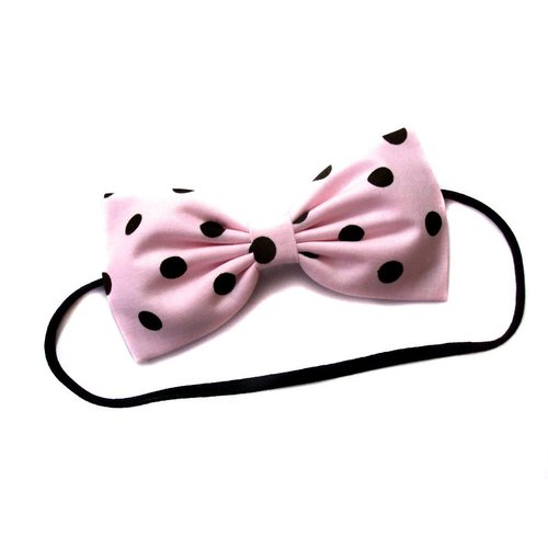 EmilyRose Couture Light Pink and Brown Polka Dot Hair Bow (Headband)
