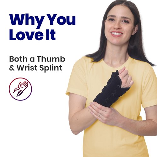 Thumb Spica Splint & Wrist Brace | Both a Wrist Splint and Thumb Splint to Support Sprains, Tendinosis, De Quervain's Tenosynovitis, Fractures | Trigger Thumb Brace for Carpal Tunnel (Left S/M)