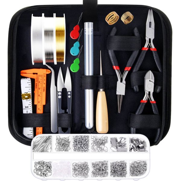 PAXCOO Jewelry Making Supplies Kit with Jewelry Tools, Jewelry Wires and Jewelry Findings for Jewelry Repair and Beading