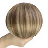 YoungSee Weft Hair Extensions Human Hair Balayage Human Hair Sew in Extensions Dark Brown Roots Blending into Medium Brown with Warm Blonde Highlights Sew in Hair Extensions Real Human Hair 100G 20In