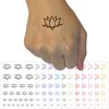 Lotus Flower Outline Temporary Tattoo Water Resistant Fake Body Art Set Collection - Dark Green (One Sheet)