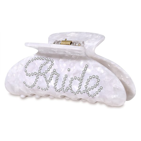 HZEYN Bride Claw Clips Rhinestone Bride Hair Clips Bachelorette Party Decorations Bridal Shower Wedding Hair Grip Hair Barrettes for Women White Bride