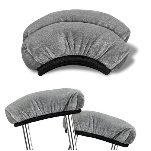 Elfzone Crutch Pads for Armpits - 2PCS - Universal Medical Padding for Crutches for Adults, Washable Padded Covers with Thick Soft Memory Foam, Crutches Accessories for Kids, Senior, Pearly Gray