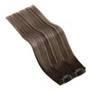 Ugeat Clip in Hair Extensions Human Hair Balayage Dark Brown Ombre Ash Brown Hair Extensions Real Human Hair Clip ins 16 Inch 7pcs 120g(105g Hair+15g Clips)