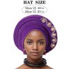 Nigerian Headtie with Stones Female Head Wraps Already Made Auto Gele Head Tie African Turban Cap for Party (Golden)
