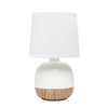 Simple Designs LT2078-LWW Petite Mid Century Table Lamp, Light Wood and White