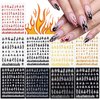 9 Sheets Flame Nail Stickers Decals, TOROKOM 3D Holographic Self-Adhesive Fire Nail Decals White Black Silver Gold Red Flame Nail Art Stickers Nail Art Supplies for Nail Decor