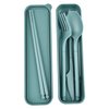Camping Utensil Set, Reusable Utensils Set with Case, Plastic Cutlery Set Forks Spoon Tableware Chopsticks, Portable Cutlery Set for Travel Picnic Camping or Daily Use (Dark Green)
