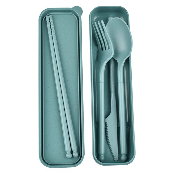 Camping Utensil Set, Reusable Utensils Set with Case, Plastic Cutlery Set Forks Spoon Tableware Chopsticks, Portable Cutlery Set for Travel Picnic Camping or Daily Use (Dark Green)