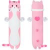 Sausudols Long Cat Plush Body Pillow, Cute Cat Plush Toy Pillows with Wings, Stuffed Animals Kitten Soft Plushies Gifts for Kids Girls Girlfriend(Pink, 19.6in/50cm)