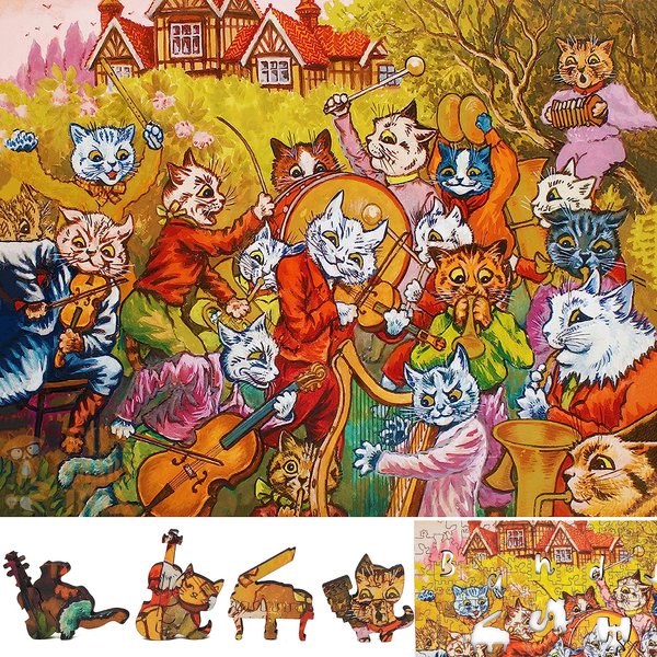 Wooden Puzzle for Adults - Uniquely Shaped Pieces - Made in The USA by FoxSmartBox - 235 Pieces - and The Band Plays on!