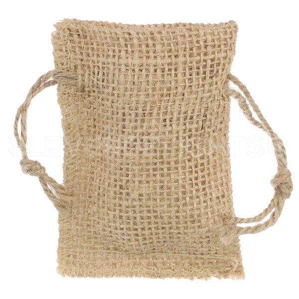 CleverDelights 2" x 3" Burlap Bags - 100 Pack - 2x3 Inch Jute Burlap Drawstring Sacks