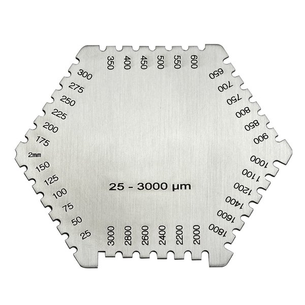 RIVERWELD Hexagonal Wet Film Comb Thickness Gauge Card 25-3000 um Measurement Thickness for Paint and Coating