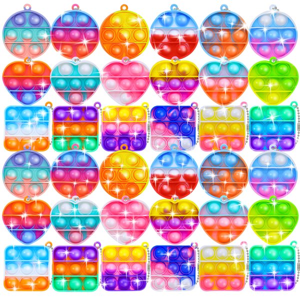 Kids Party Favors Fidget Toys Bulk 36 Pack Mini Pop Keychain Toys Bulk Packs Sensory Stress Toys Party Popper Toy Classroom Birthday Goodie Bag Stuffers