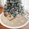 OurWarm Christmas Tree Skirt 48inch, White Snowflake Fur Burlap Tree Skirt for Xmas Decor Festive Holiday Decorations Indoor Outdoor