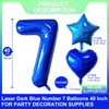 Blue Number 7 Balloons 40 Inch Giant Laser Navy Blue 7 Helium Balloons for Boys 7th Birthday Party Supplies 7th Anniversary Events Decorations