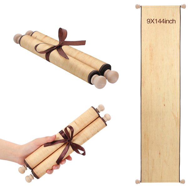 Epakh 1 Pack Blank Paper Scrolls Wrapped on Wood Rod for Writing, Drawing, Calligraphy, Wedding Vows, Cosplay Prop, Renaissance Festivals, Tabletop Role Playing Game