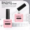 AIMEILI Soak Off Long Lasting Hema-Free U V LED Gel Nail Polish Shine Finish No Wipe Top and Base Coat Set - 2 x 15ml