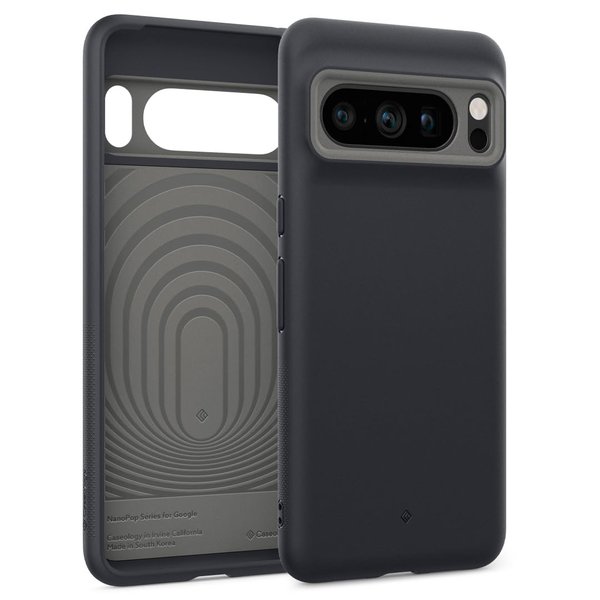 Caseology Nano Pop Silicone Case Compatible with Google Pixel 8 Pro case 5G [Military Grade Drop Tested](2023) - Black Sesame