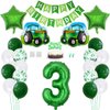 Daimay 23PCS Farm Green Tractor Birthday Decorations Tractor Party Supplies 3rd Happy Birthday Banner Farm Barn Tractor Balloon Green Number Foil Balloon Cake Toppers for Girls Boys Kids Baby Shower