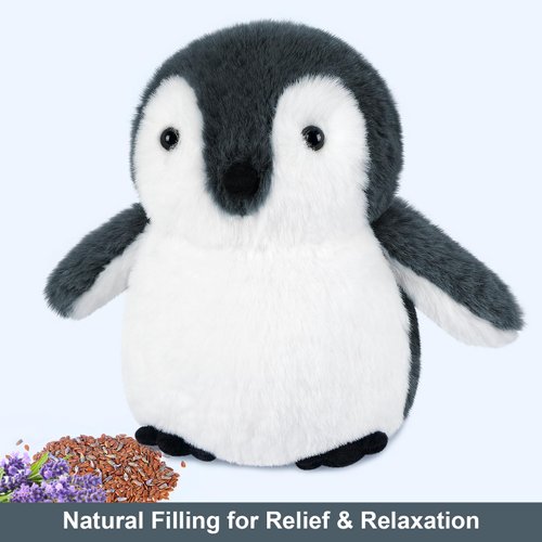 SuzziPals Heatable & Coolable Stuffed Penguin Plush, Penguin Stuffed Animal Microwavable Heating Pad for Period Cramps & Pain Relief, Penguin Gifts Penguin Toys Cute Stuffed Animals for Girls & Boys