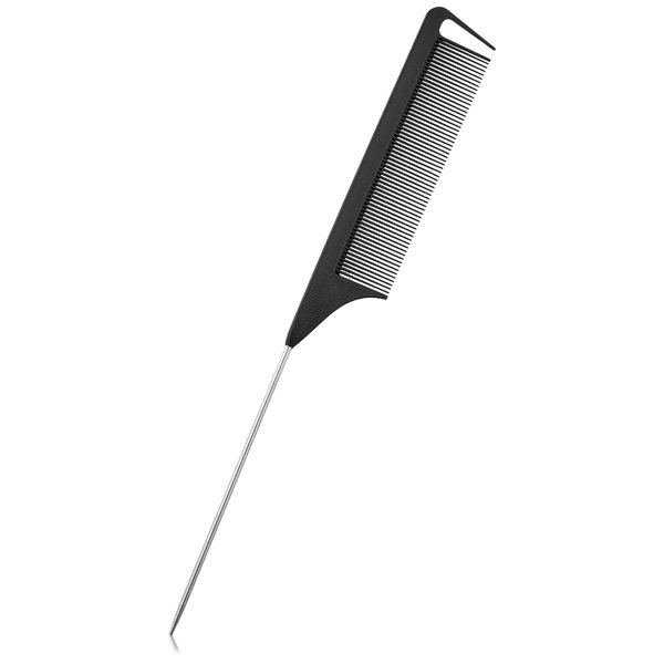 Dosso Beauty Carbon Fiber Rat Tail Comb, Plastic, Carbon Fiber, Metal End For Styling, Accurate Parting, Black, Heat Resistant, Comfy Grip, Durable, Sleek Look, Detangling, Portable