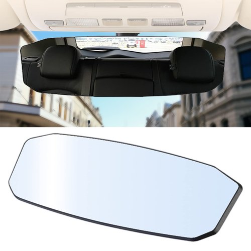 Car Rear View Mirror, 12Inch Interior Clip-on Wide Angle Convex Rear View Mirror, Car Accessories HD Wide Angle Extended Curved Mirror to Reduce Blind Spot Effectively for More Cars