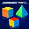 STEAM Life Speed Cube Set 3 Pack Magic Cube - Includes Speed Cubes 3x3, 2x2 Speed Cube, Pyramid Cube - Smoothly Puzzle Cube Collection for Kids Teens & Adults